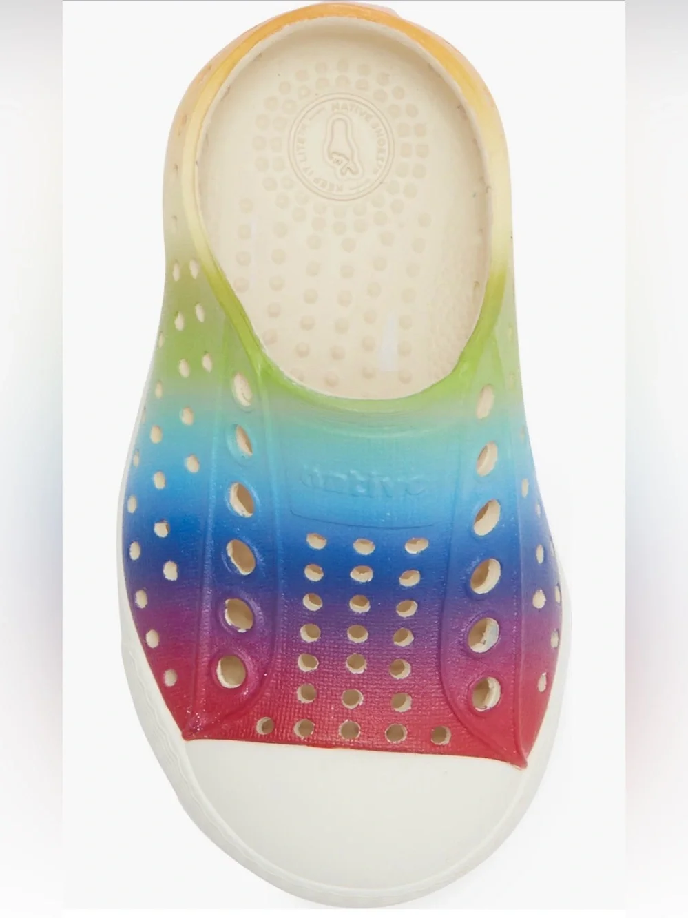 Native Kids Slip-On Sneaker in Rainbow Gradient. Size C8
